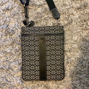 Grey and black coach crossbody bag